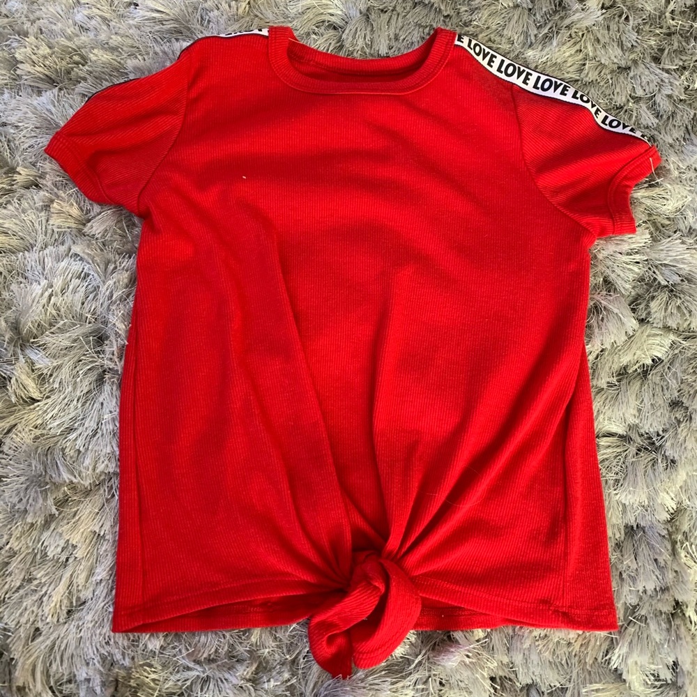 Red Shirt with tie and love words
